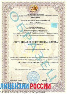Образец сертификата соответствия аудитора №ST.RU.EXP.00005397-2 Видное Сертификат ISO/TS 16949